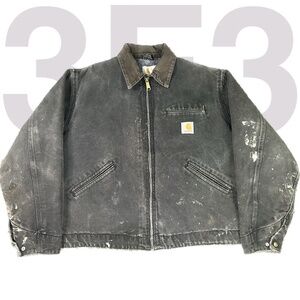VINTAGE 90s CARHATT DETROIT J01 JACKET SZ L BLK THRASHED/FADED